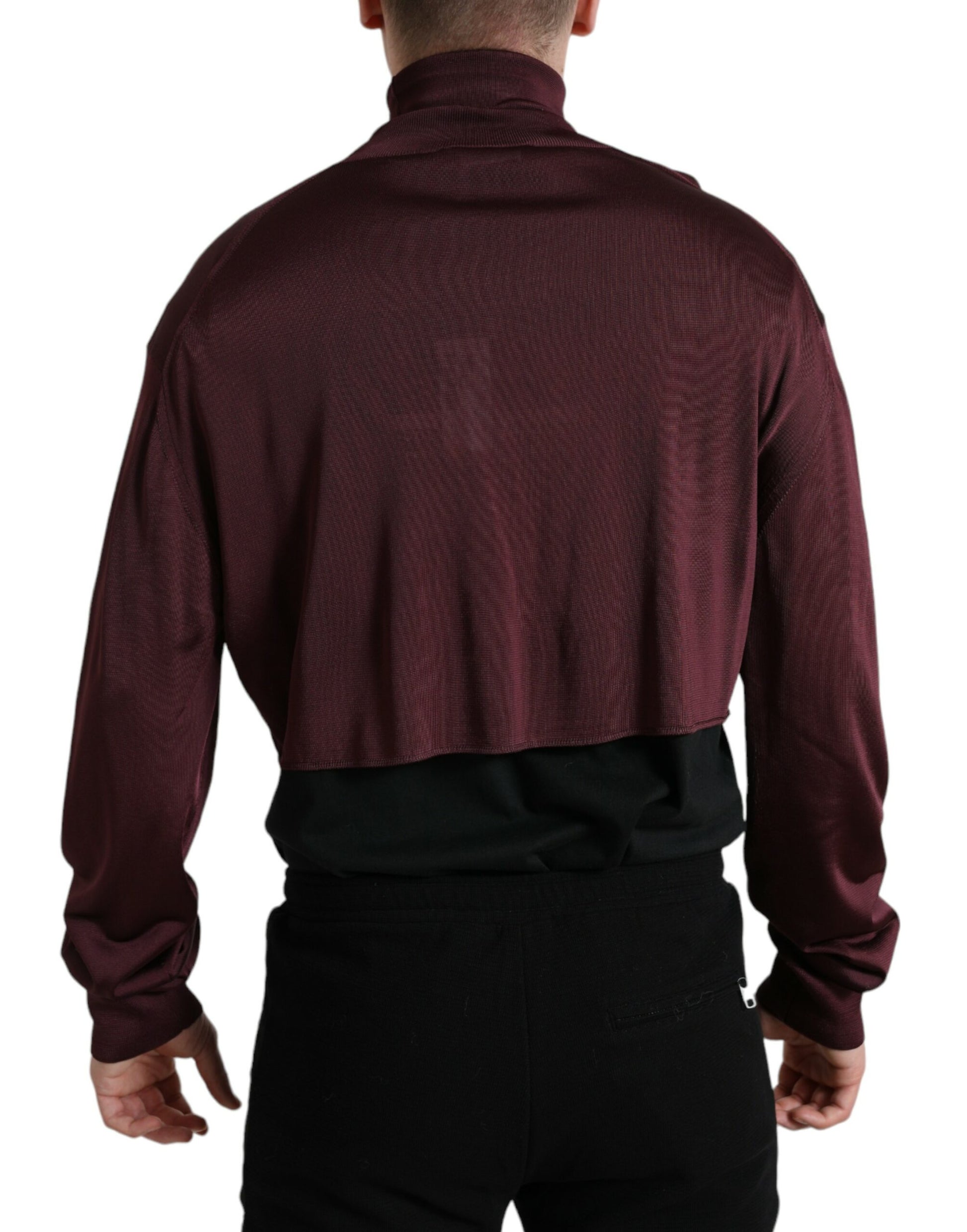 Dolce & Gabbana Maroon Viscose Turtleneck Pullover Sweater Dolce & Gabbana