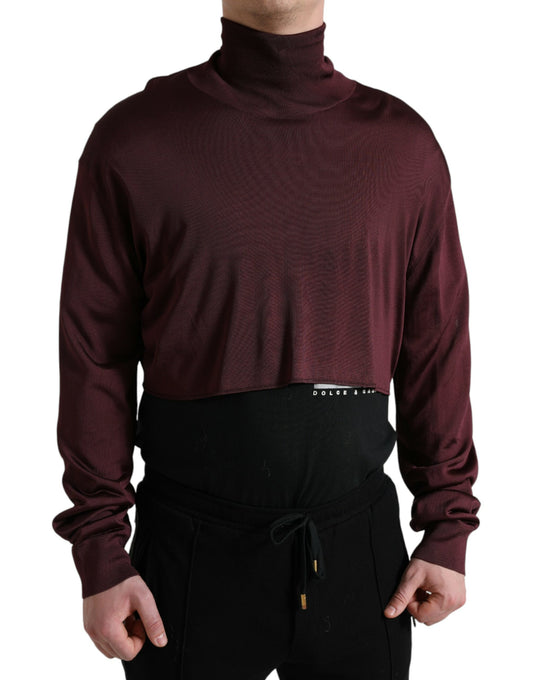 Dolce & Gabbana Maroon Viscose Turtleneck Pullover Sweater Dolce & Gabbana