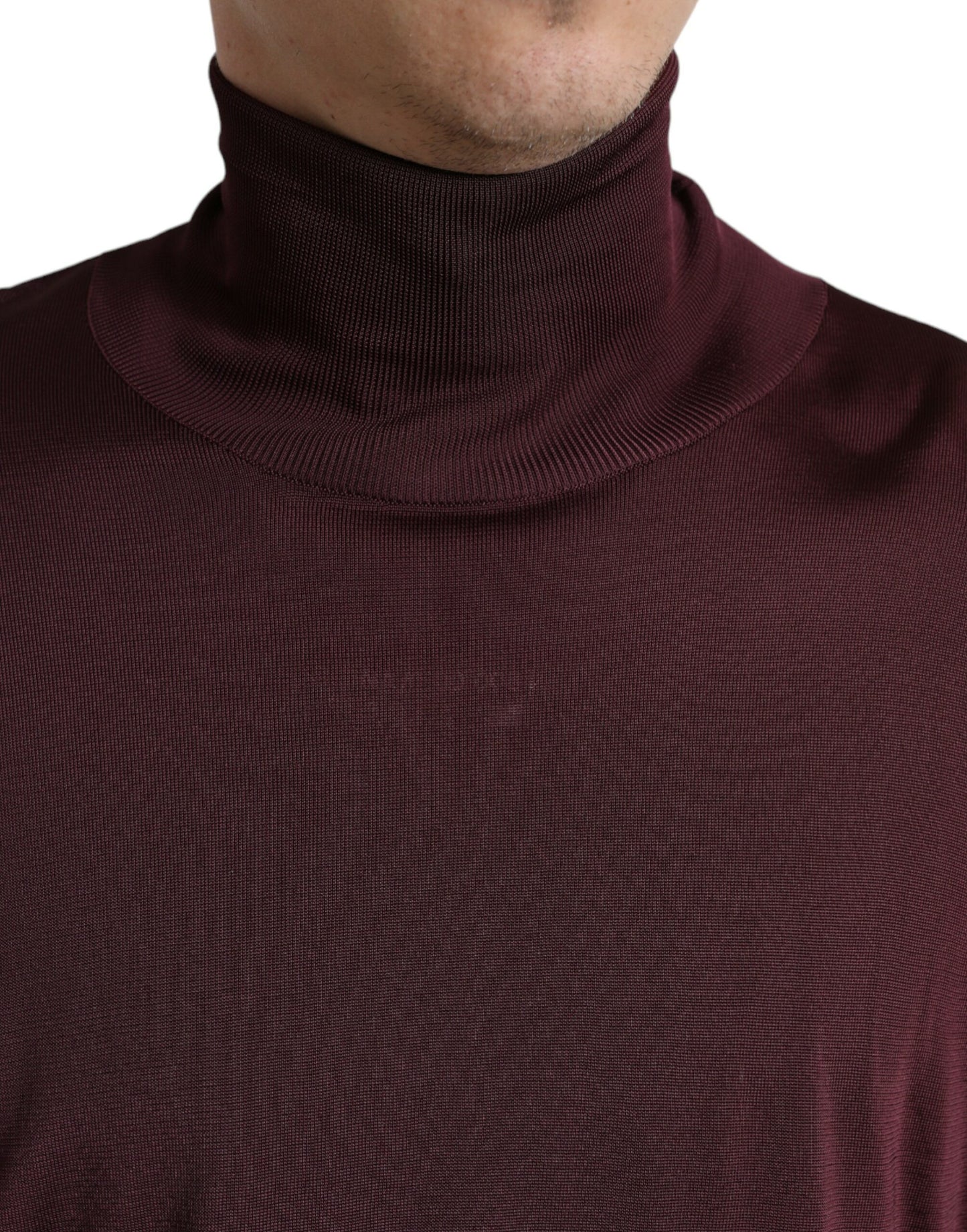 Dolce & Gabbana Maroon Viscose Turtleneck Pullover Sweater Dolce & Gabbana