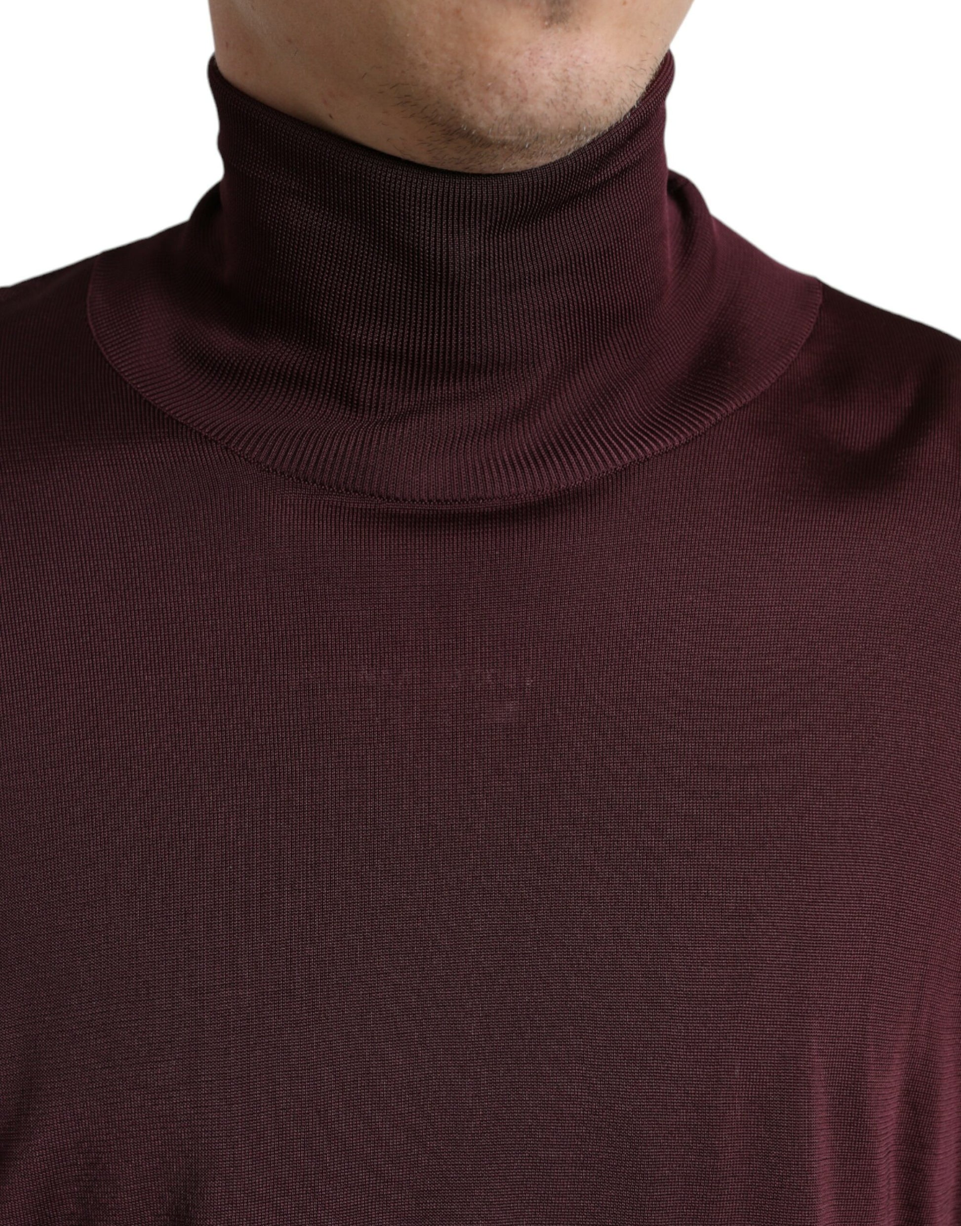 Dolce & Gabbana Maroon Viscose Turtleneck Pullover Sweater Dolce & Gabbana
