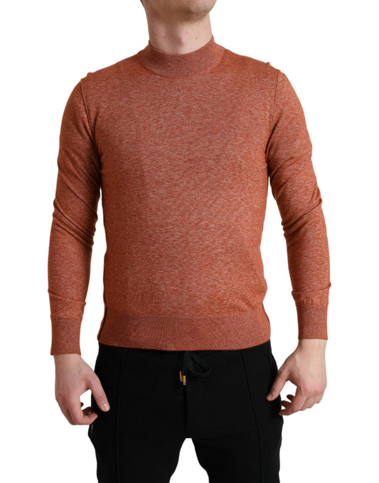 Dolce & Gabbana Orange Cashmere Crew Neck Pullover Sweater Dolce & Gabbana