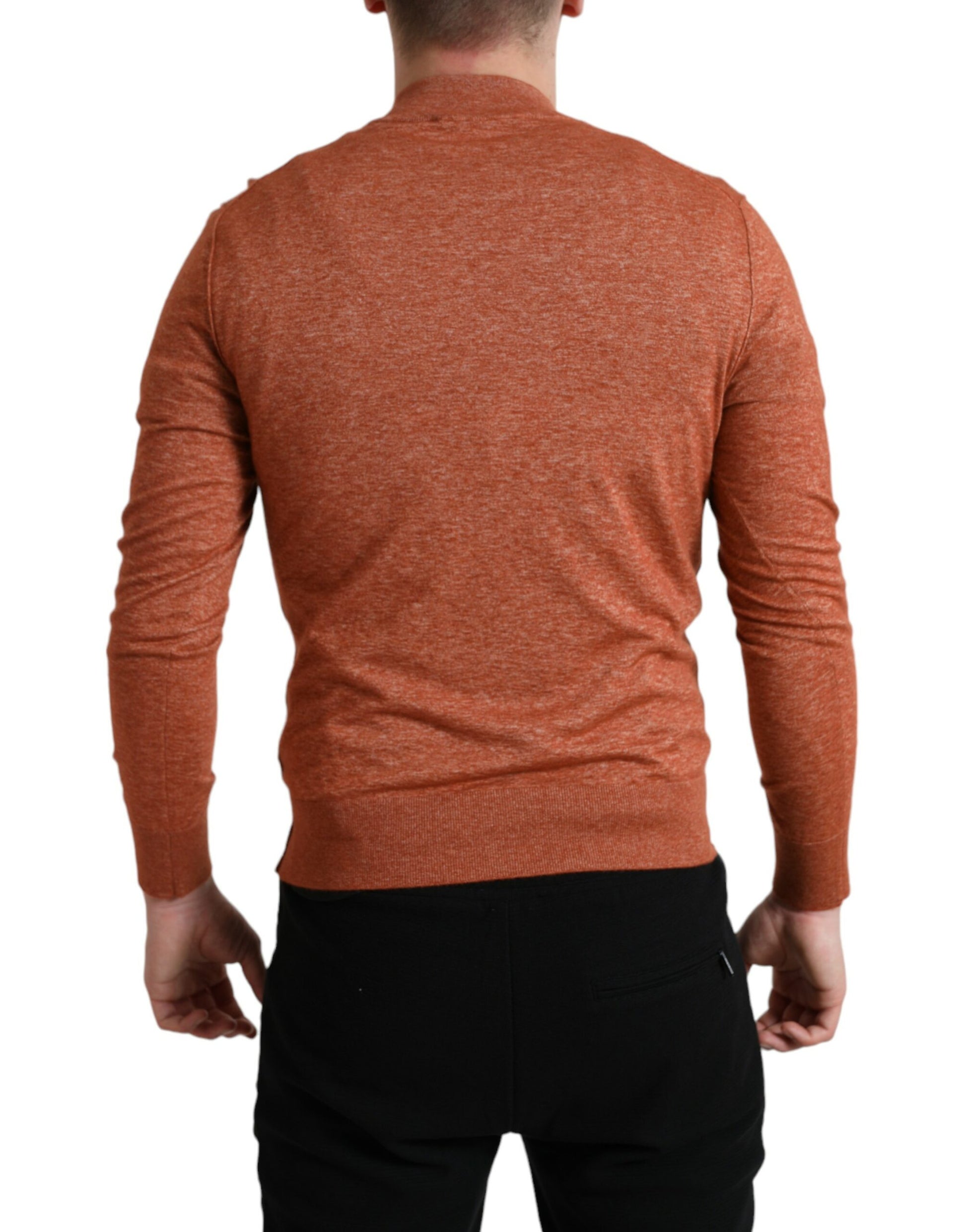 Dolce & Gabbana Orange Cashmere Crew Neck Pullover Sweater Dolce & Gabbana