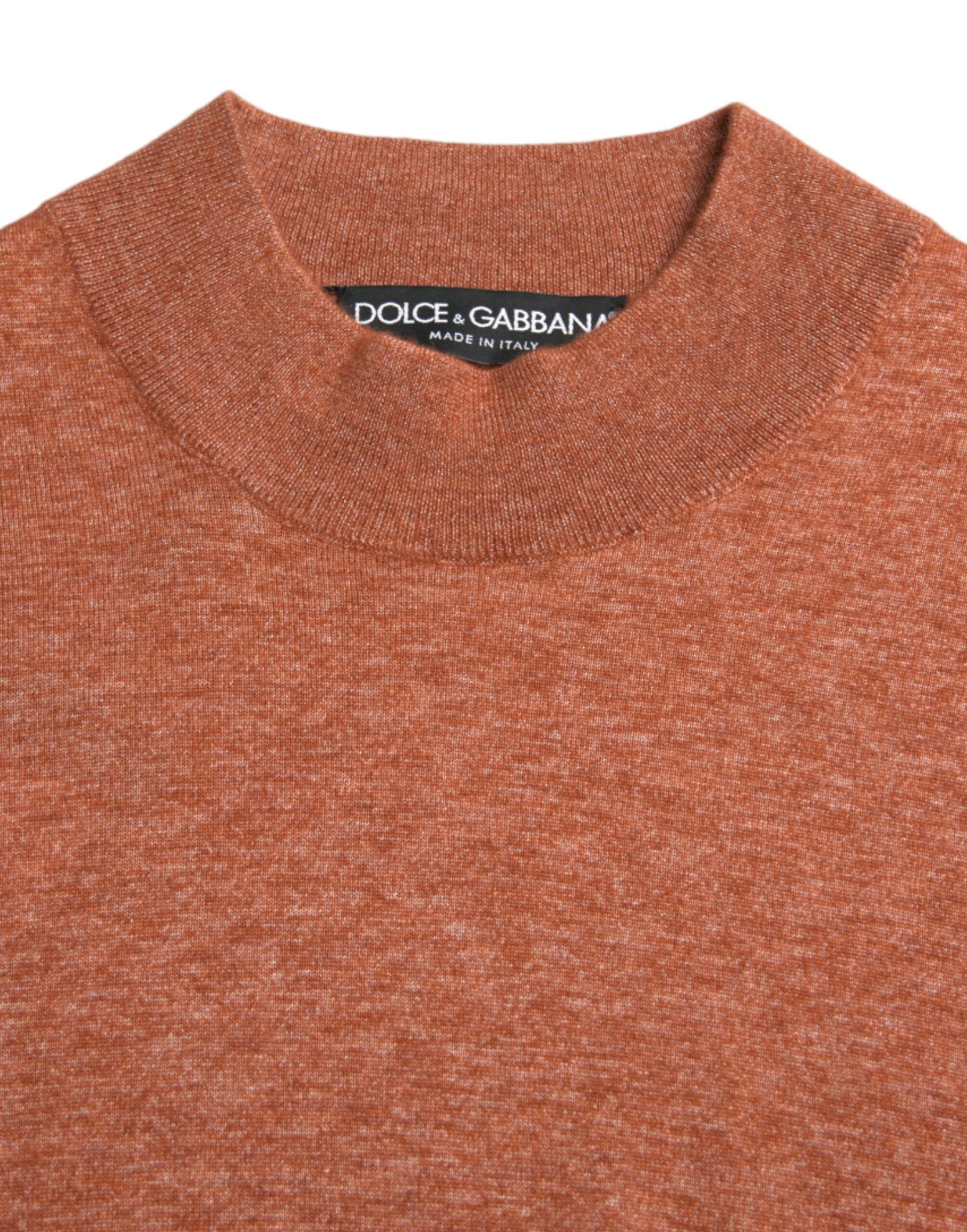 Dolce & Gabbana Orange Cashmere Crew Neck Pullover Sweater Dolce & Gabbana