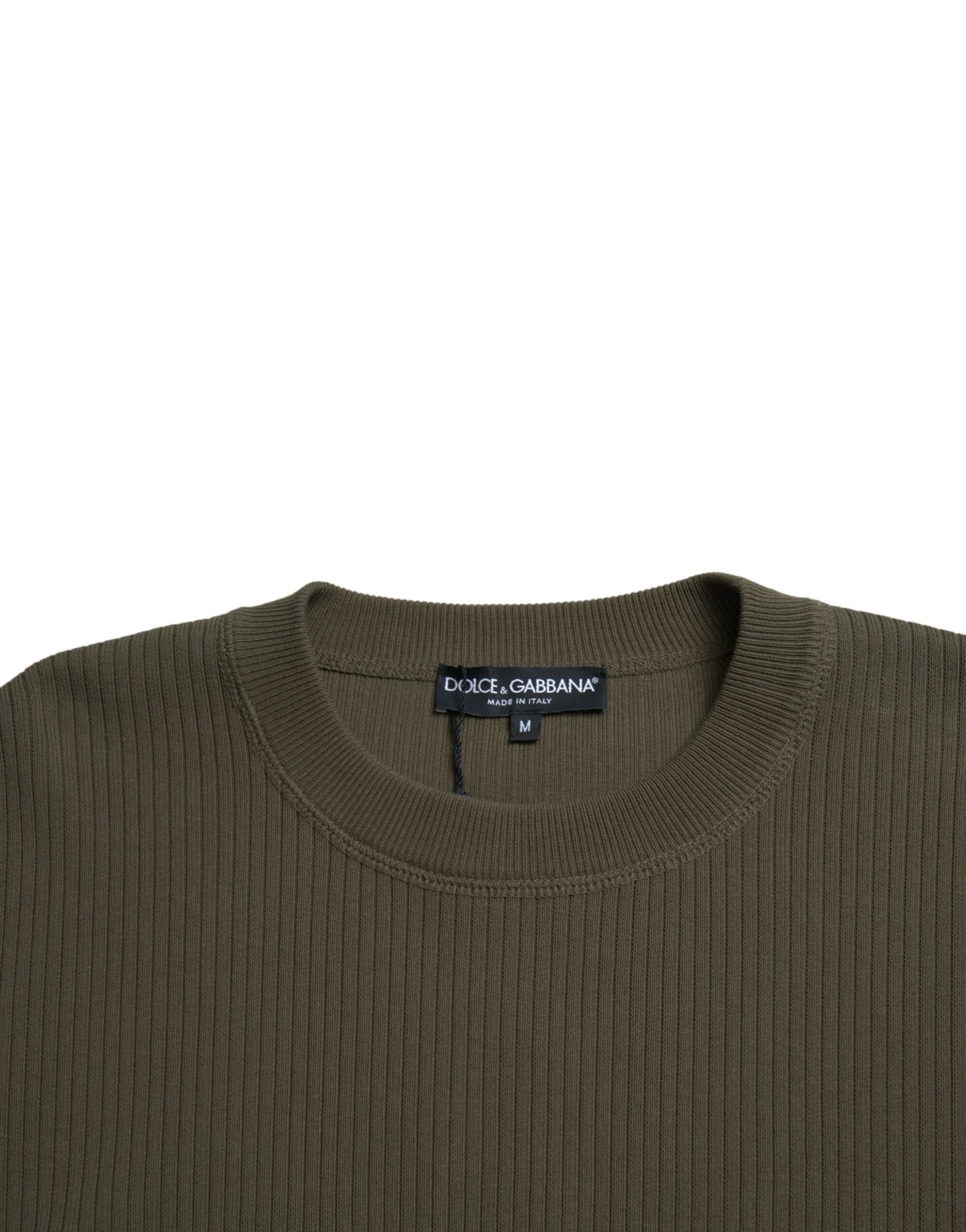 Dolce & Gabbana Green Cotton Crew Neck Men Pullover Sweater Dolce & Gabbana