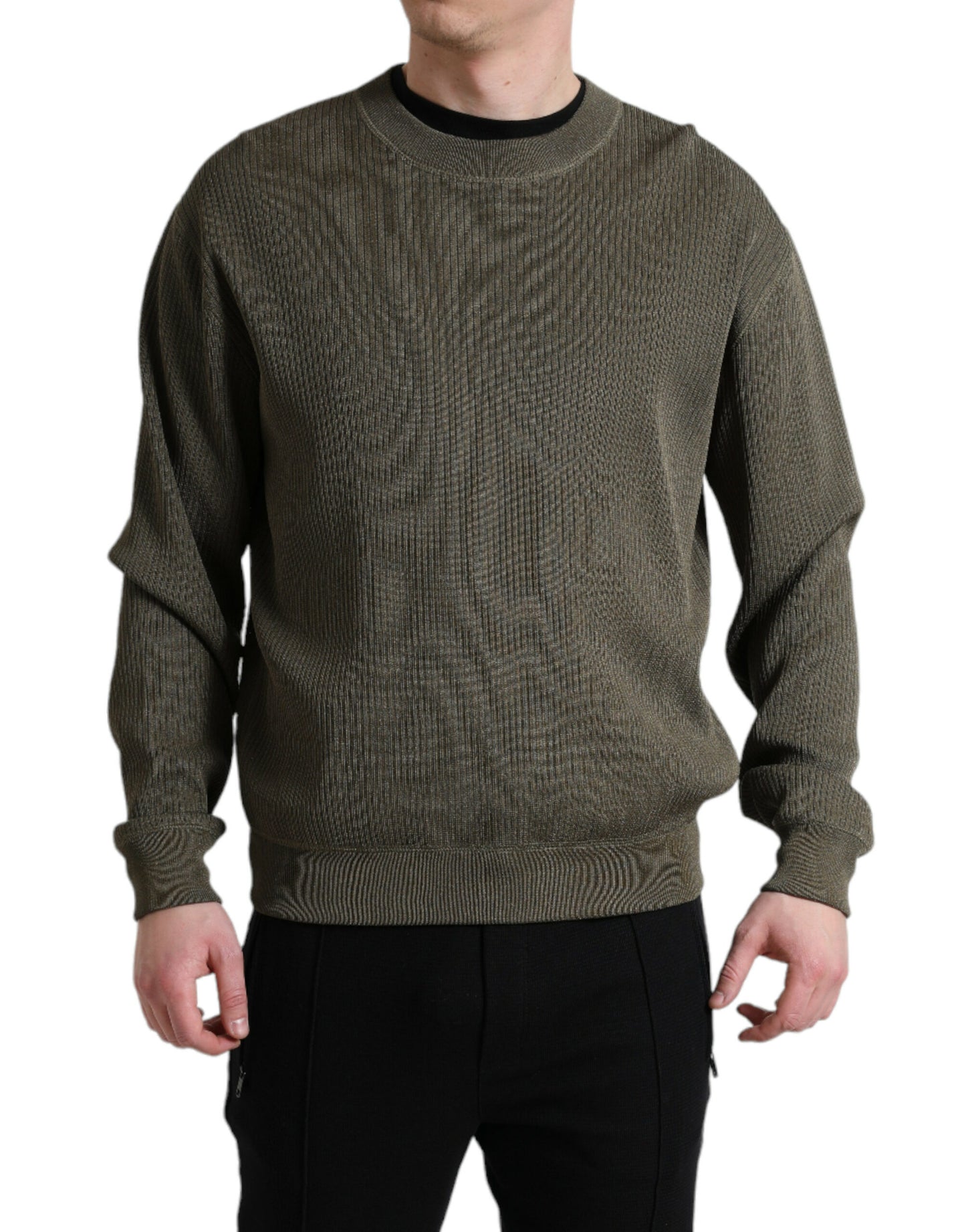 Dolce & Gabbana Green Viscose Crew Neck Men Pullover Sweater Dolce & Gabbana