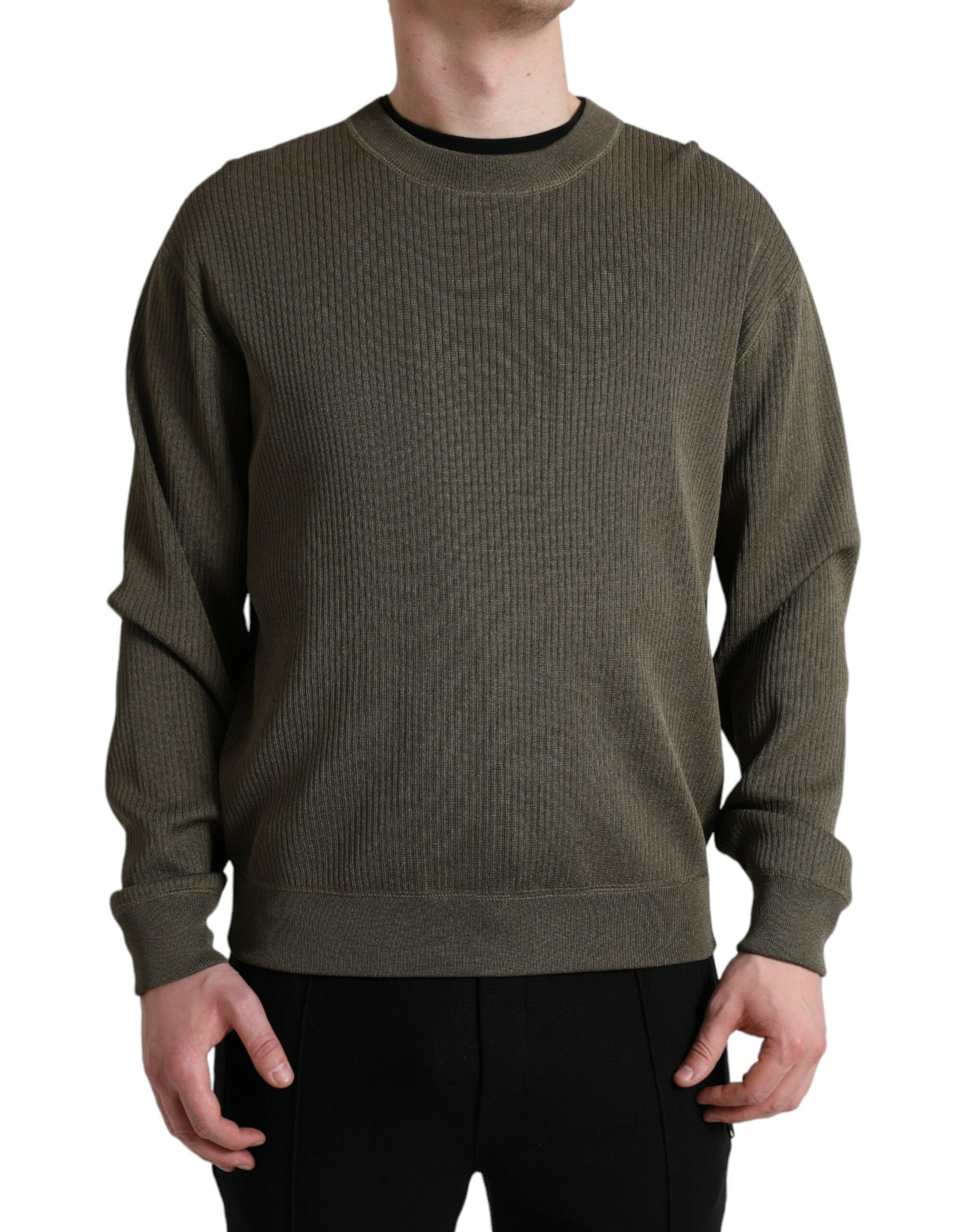 Dolce & Gabbana Green Viscose Crew Neck Men Pullover Sweater Dolce & Gabbana