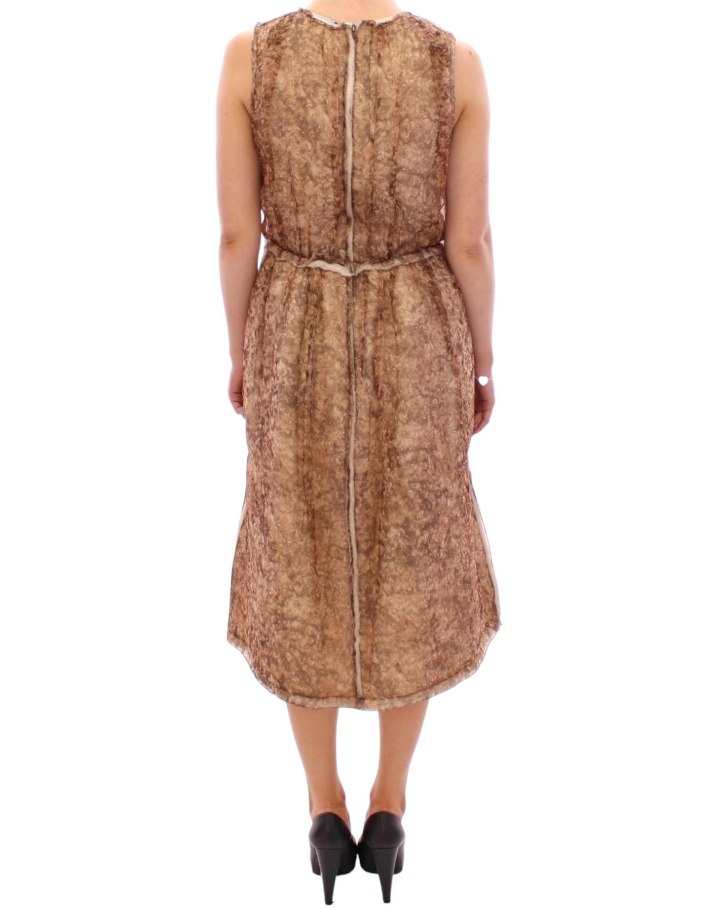 Dolce & Gabbana Brown sleeveless silk dress Dolce & Gabbana