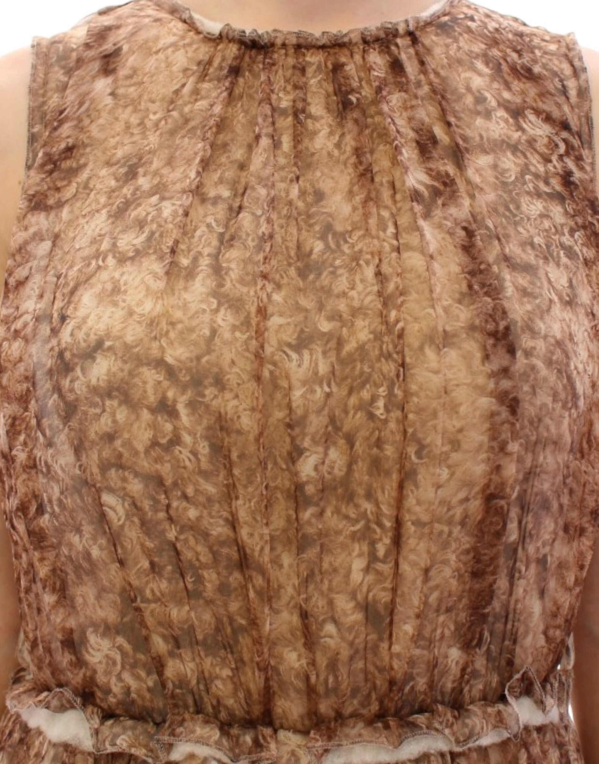 Dolce & Gabbana Brown sleeveless silk dress Dolce & Gabbana