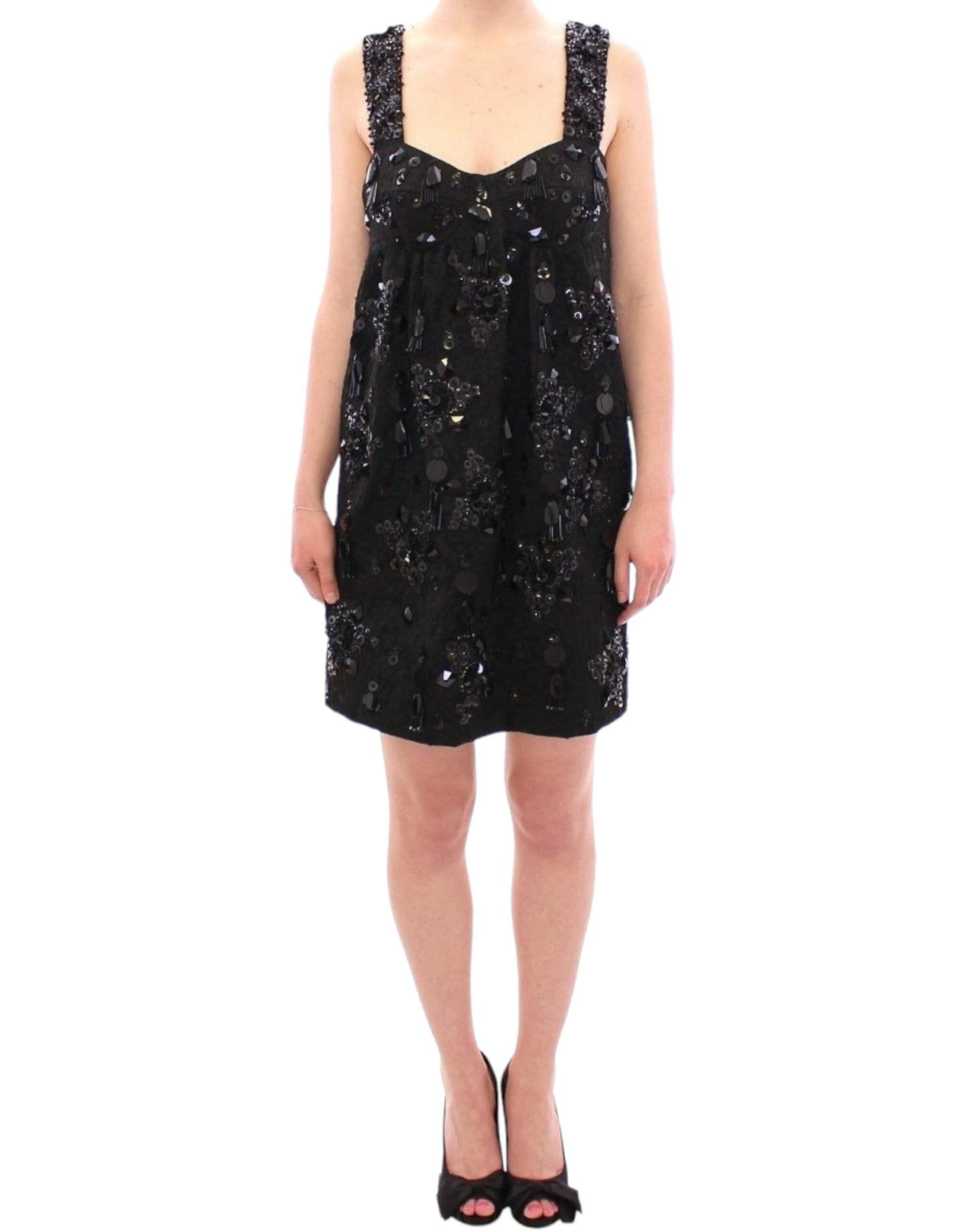 Dolce & Gabbana Black floral crystal embedded dress Dolce & Gabbana
