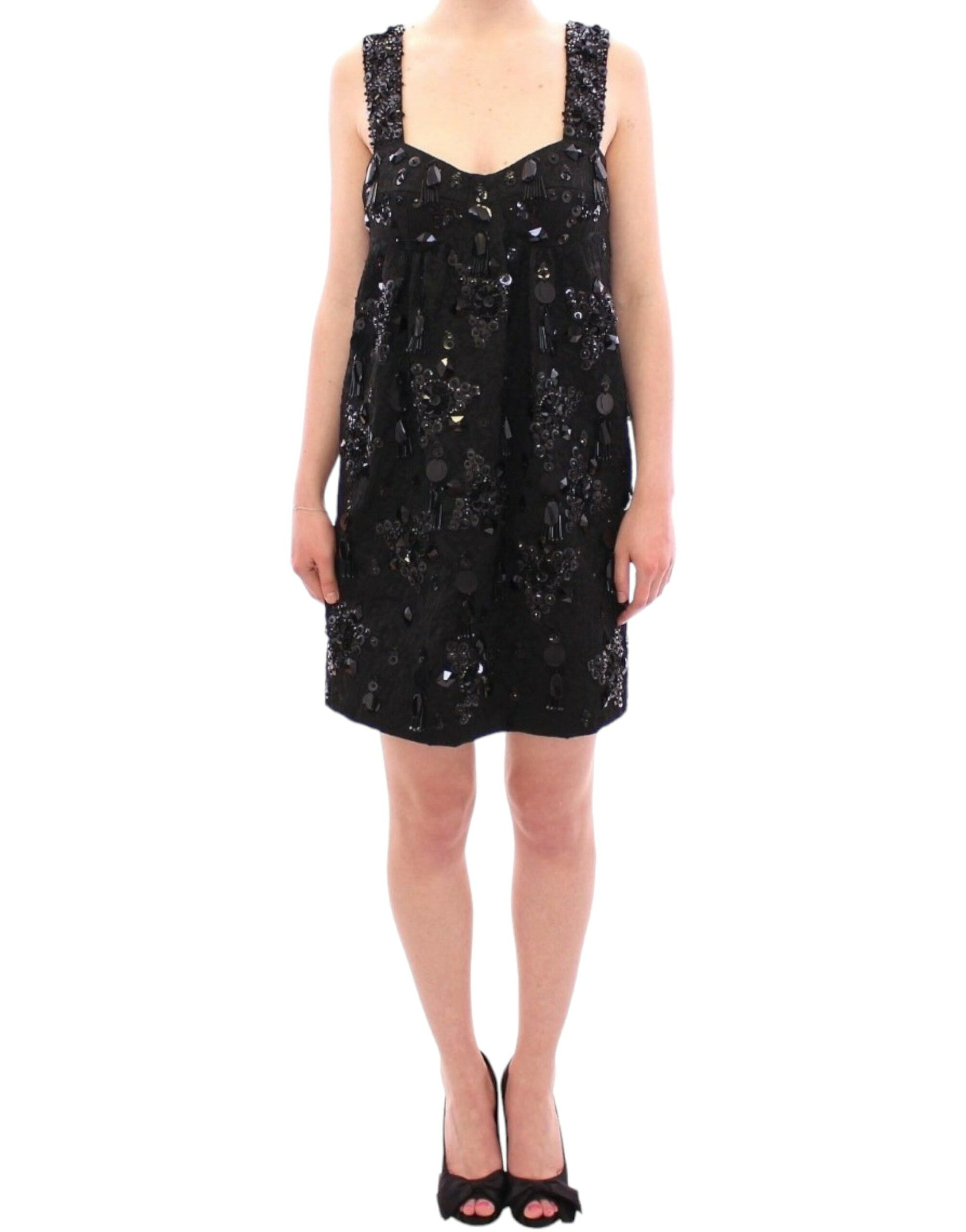 Dolce & Gabbana Black floral crystal embedded dress Dolce & Gabbana