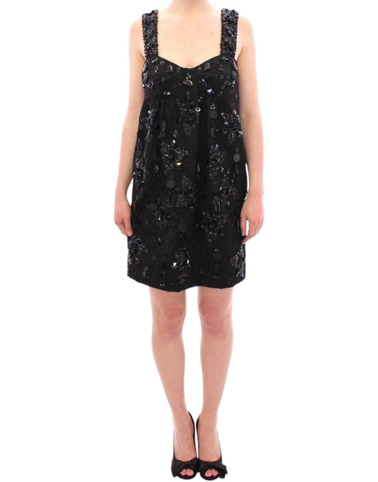 Dolce & Gabbana Black floral crystal embedded dress Dolce & Gabbana