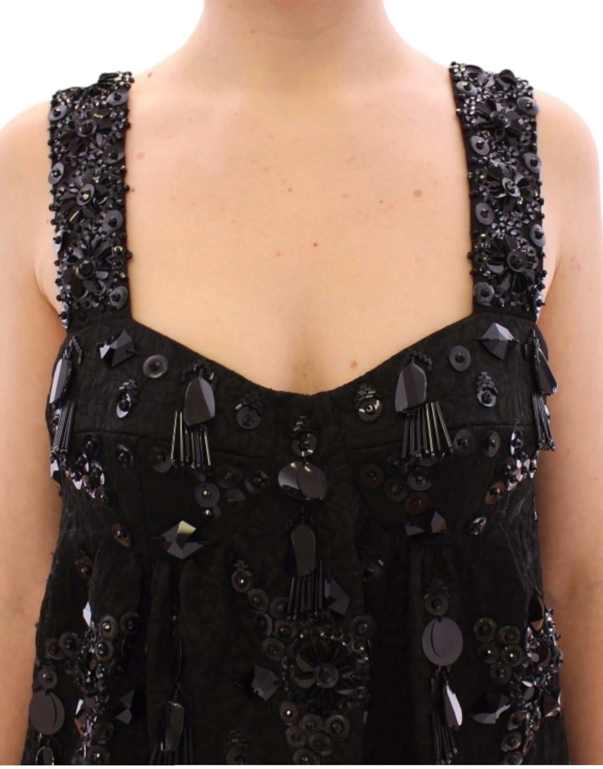 Dolce & Gabbana Black floral crystal embedded dress Dolce & Gabbana