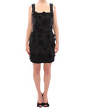 Dolce & Gabbana black floral dress with crystal embellishments, showcasing elegant fabric and intricate design details.