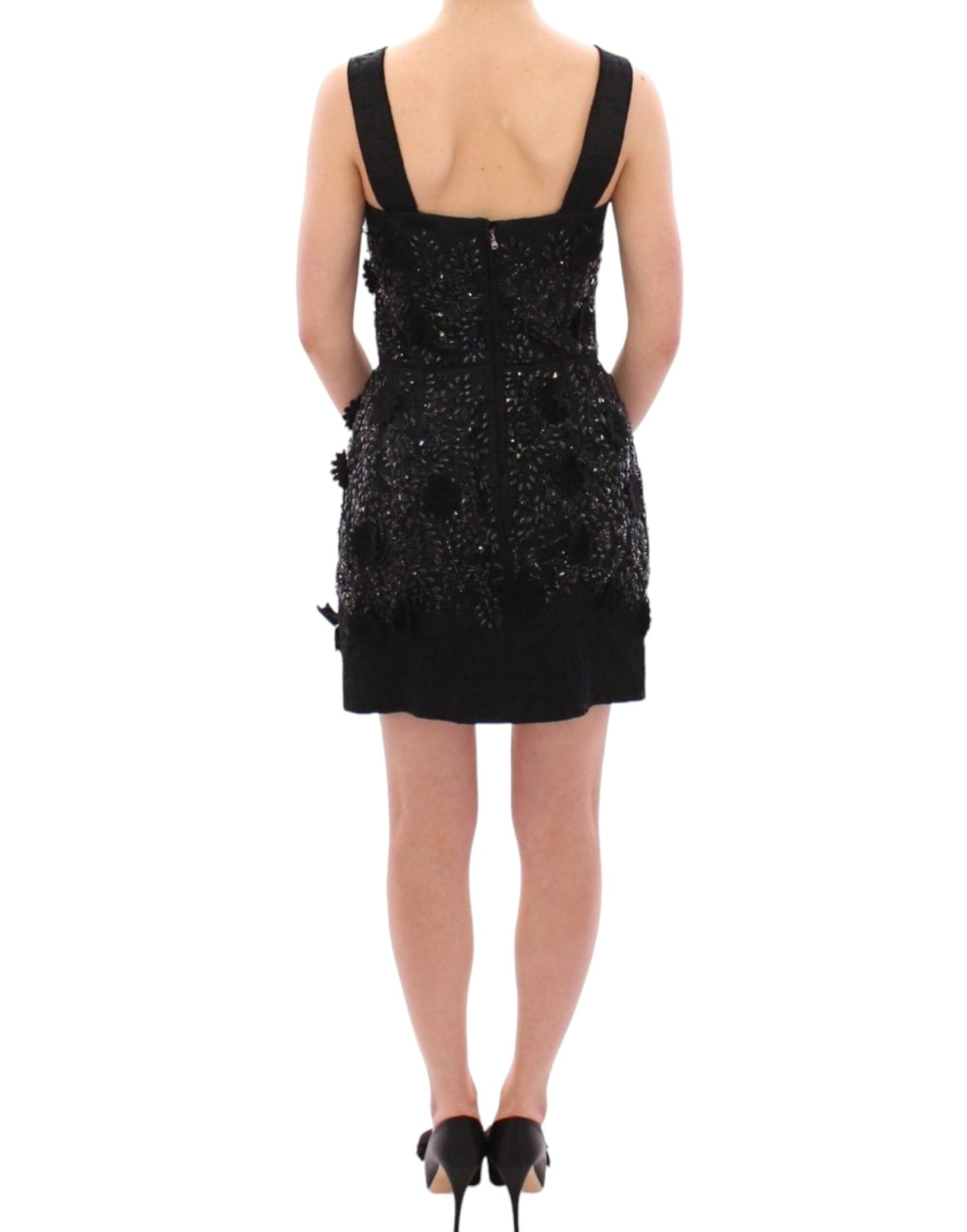 Dolce & Gabbana Black floral crystal embedded dress Dolce & Gabbana