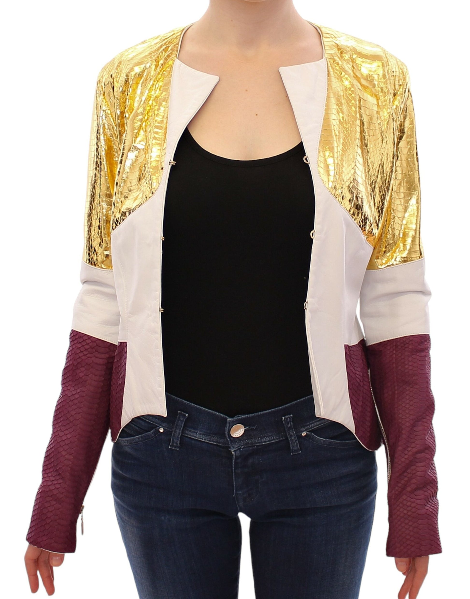 Vladimiro Gioia White Gold Purple Leather Jacket Vladimiro Gioia