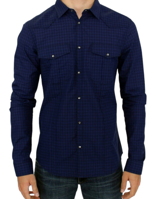 Costume National Blue checkered cotton shirt Costume National