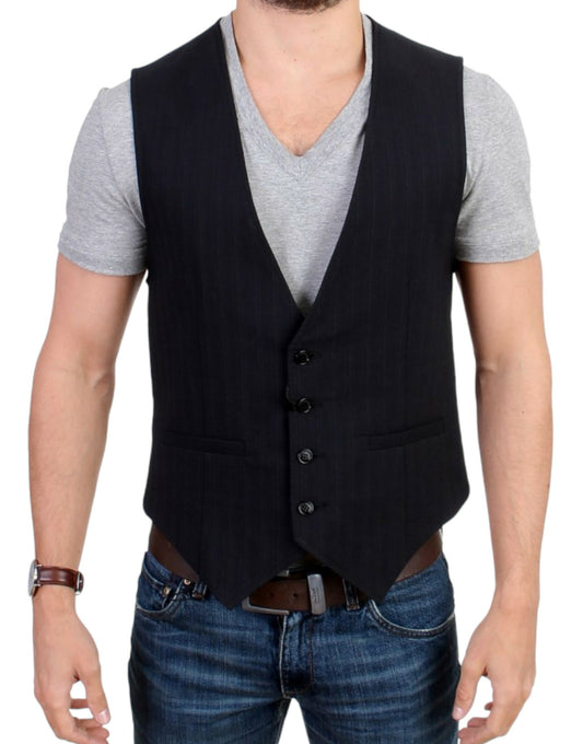 Costume National Black striped cotton casual vest Costume National