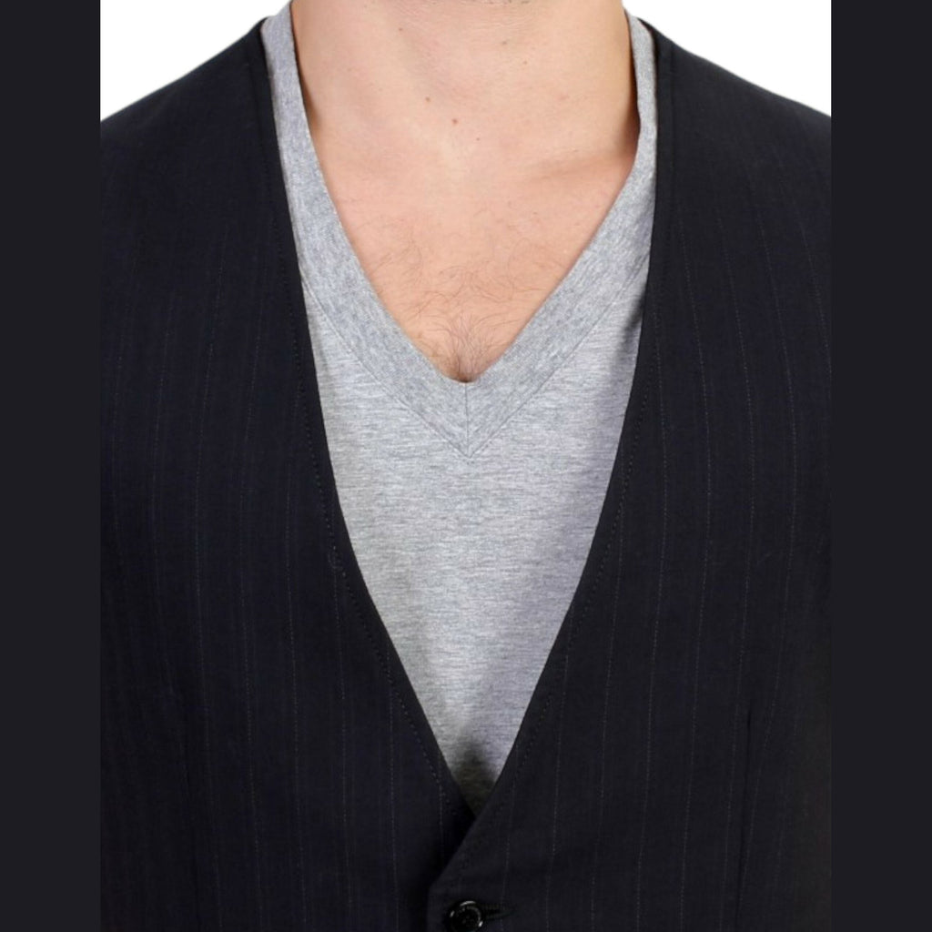 Costume National Black striped cotton casual vest
