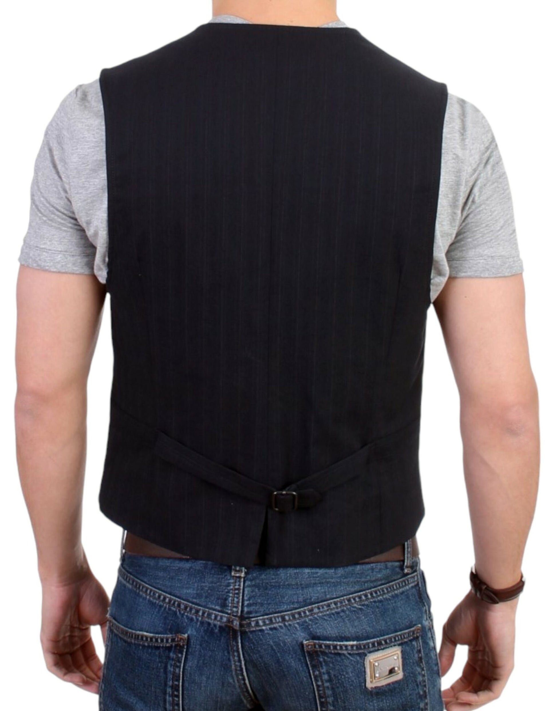 Costume National Black striped cotton casual vest Costume National