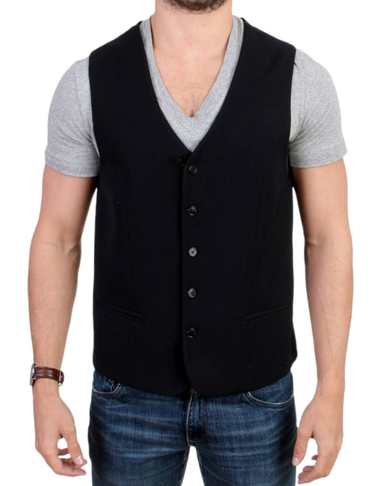 Costume National Black wool blend casual vest Costume National