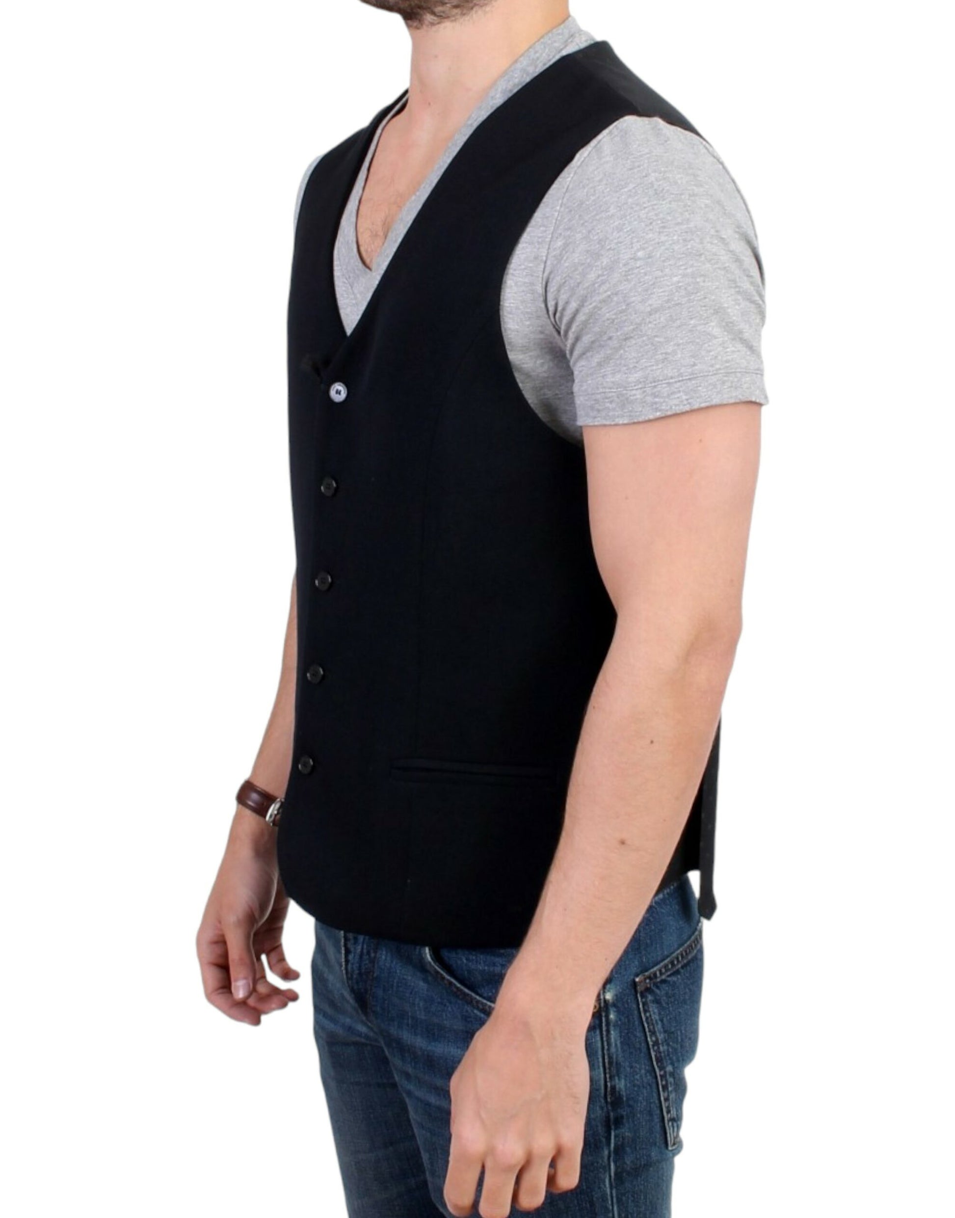 Costume National Black wool blend casual vest Costume National