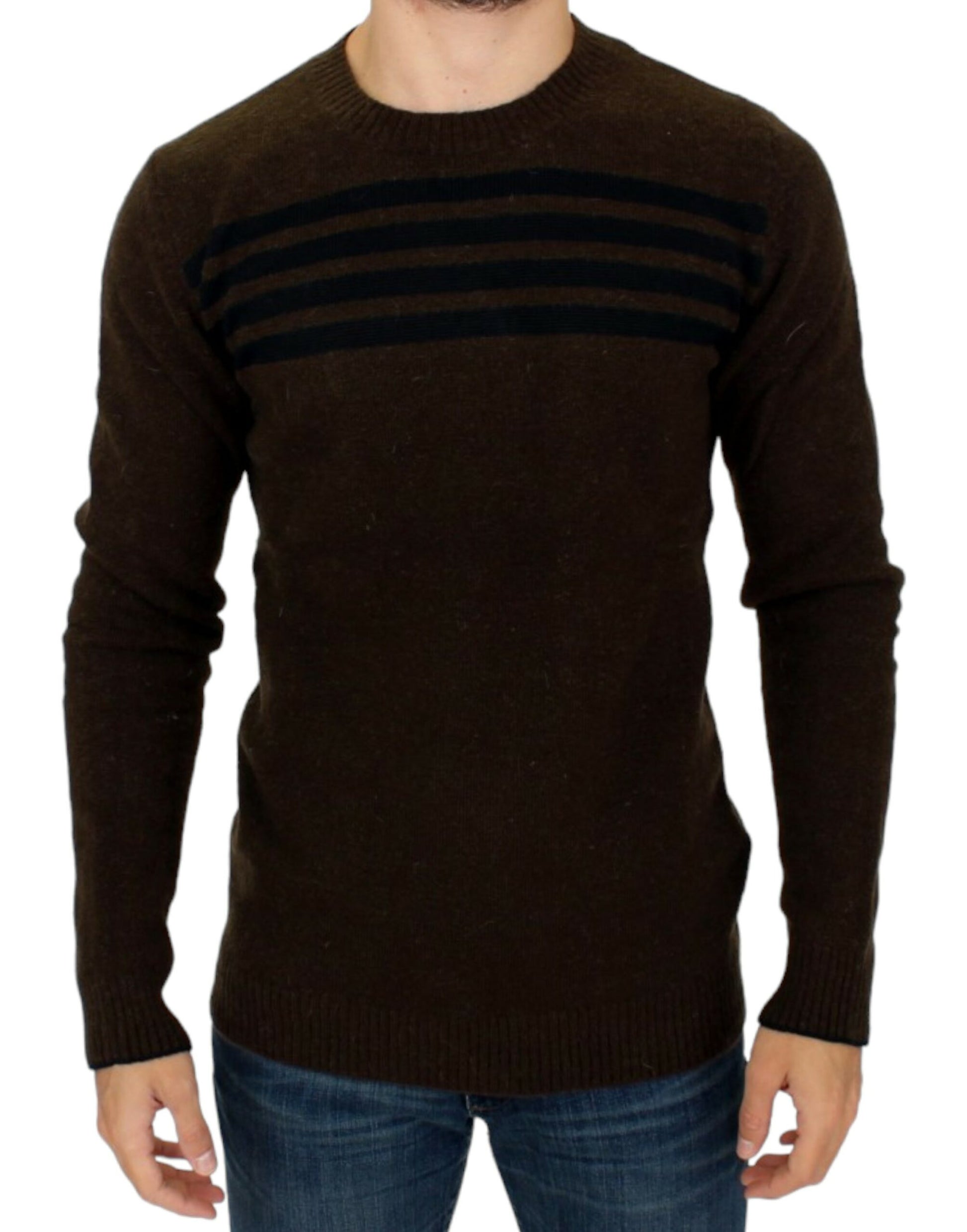 Costume National Brown striped crewneck sweater Costume National