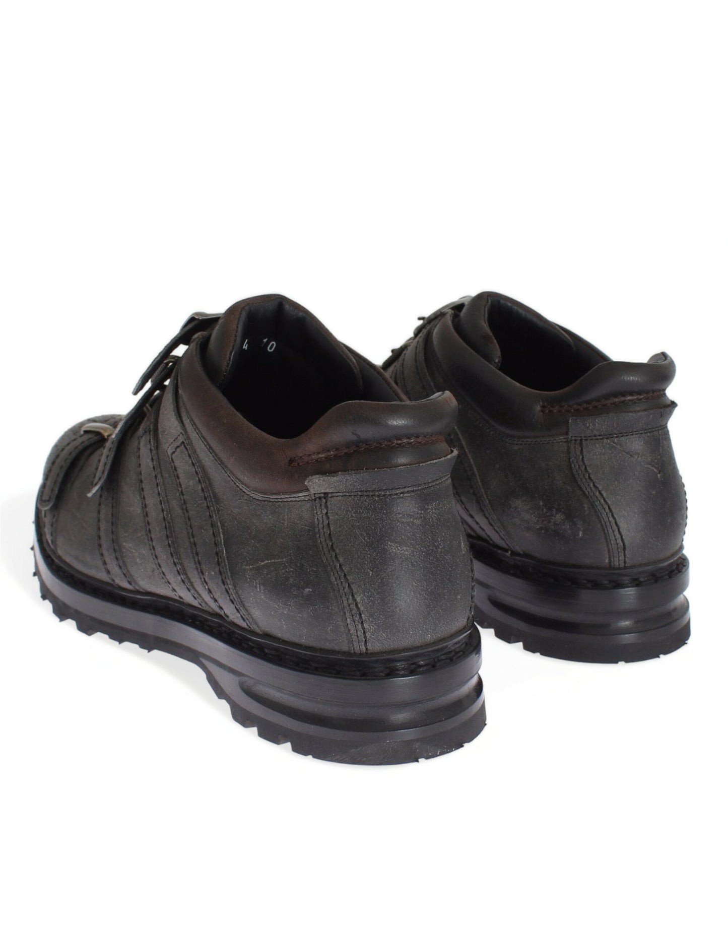 Dolce & Gabbana Gray Leather Ankle Strap Shoes Boots Dolce & Gabbana