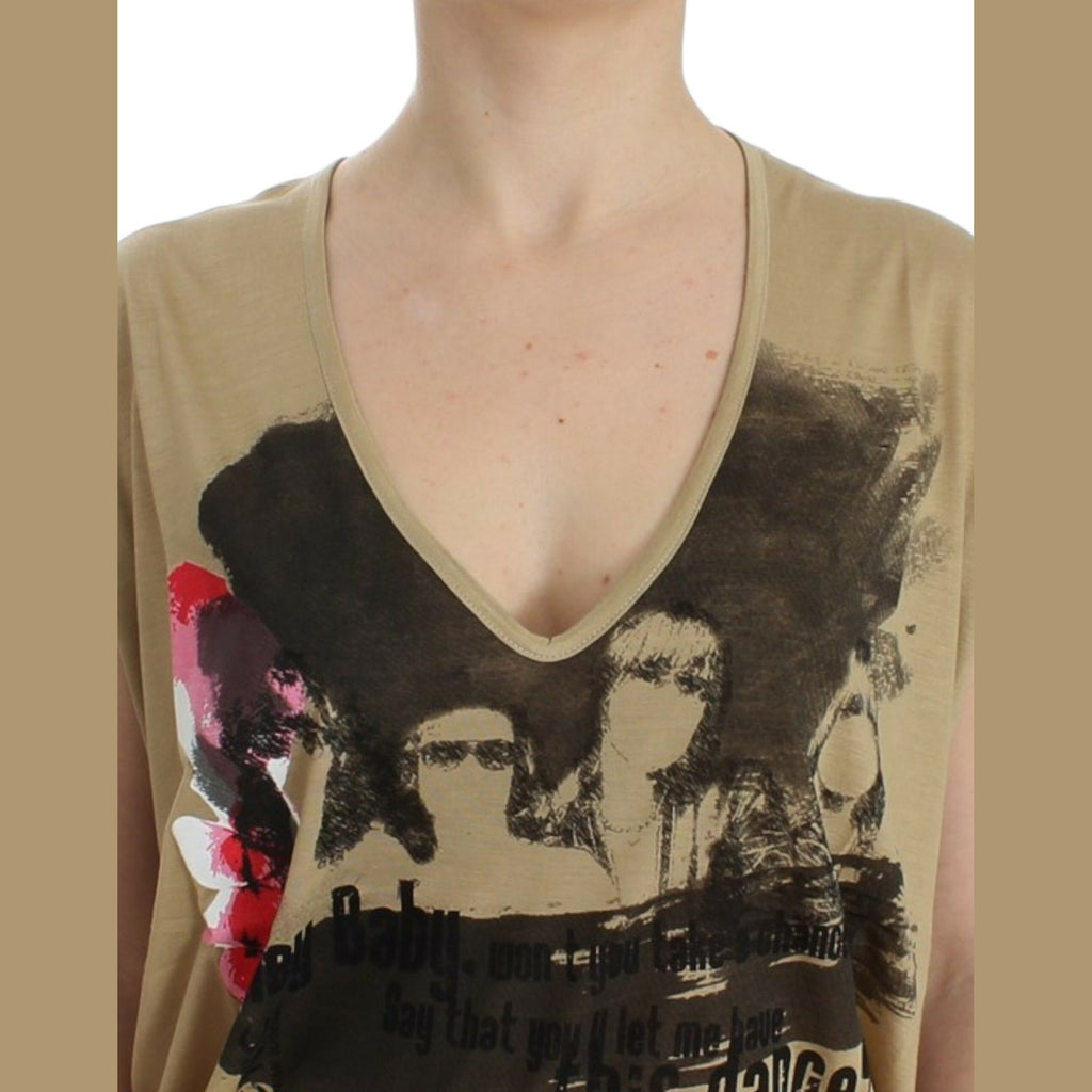 Costume National Beige motive print t-shirt