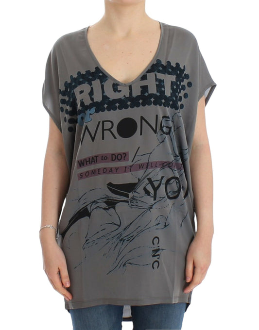 Costume National Gray V-neck long t-shirt Costume National