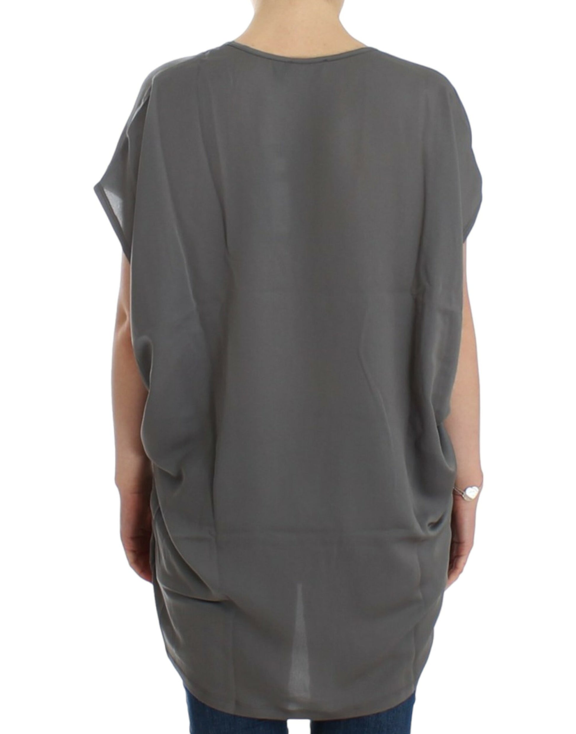 Costume National Gray V-neck long t-shirt Costume National