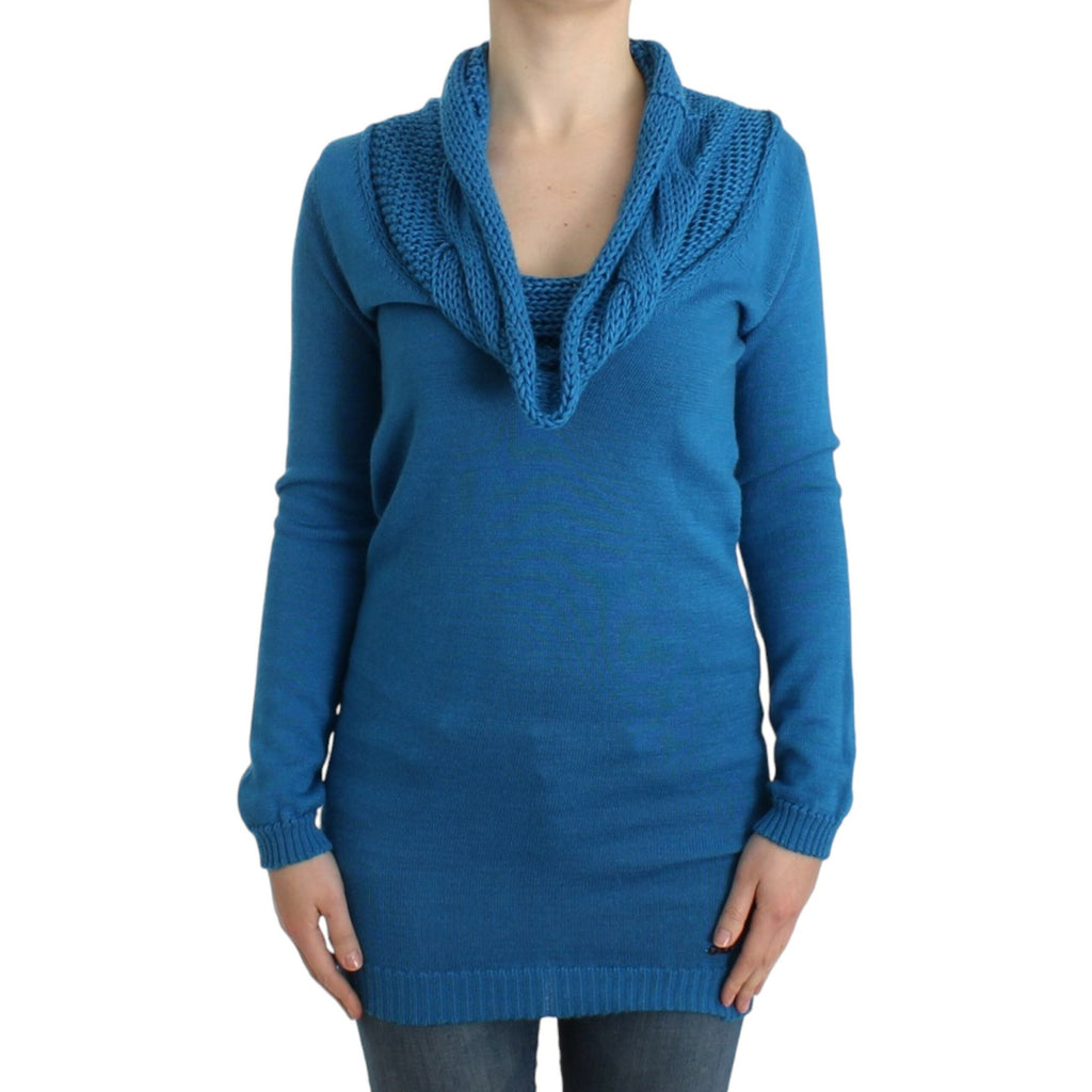 Costume National Blue knitted scoopneck sweater