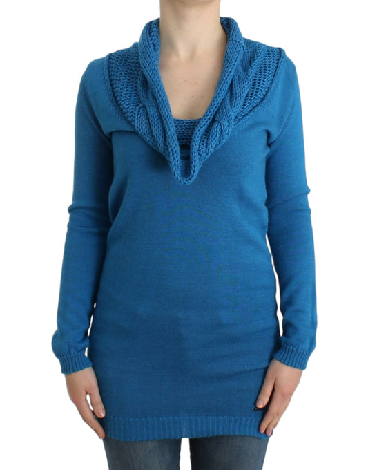 Costume National Blue knitted scoopneck sweater Costume National