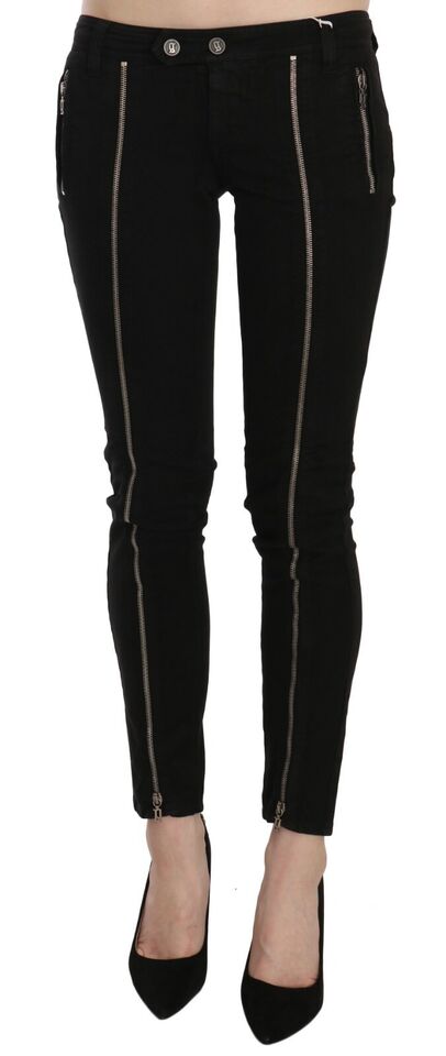 Dolce & Gabbana Black Low Waist Zipper Cropped Skinny Denim Pants Dolce & Gabbana