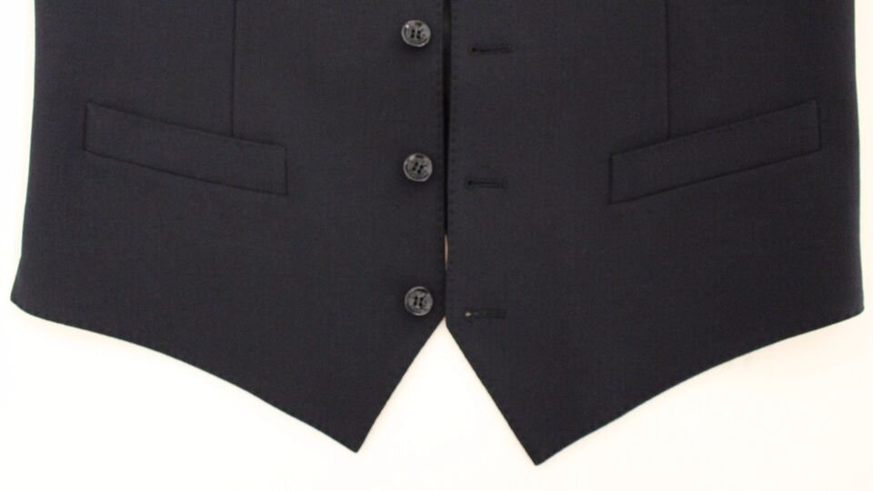 Dolce & Gabbana Blue Wool Formal Dress Vest Gilet Dolce & Gabbana