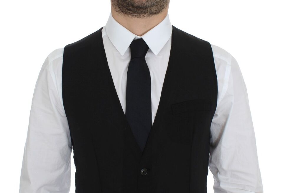 Dolce & Gabbana Black Wool Formal Dress Vest Gilet Jacket Dolce & Gabbana