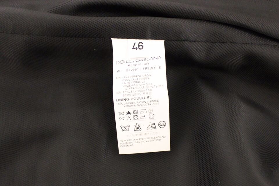 Dolce & Gabbana Black Striped Wool Silk Dress Vest Gilet Dolce & Gabbana