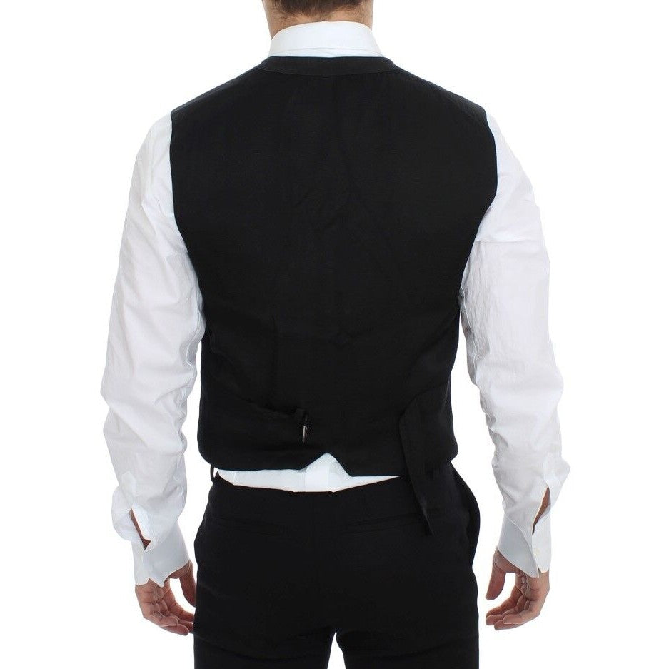 Dolce & Gabbana Black Cotton Blend Dress Vest Gilet Dolce & Gabbana