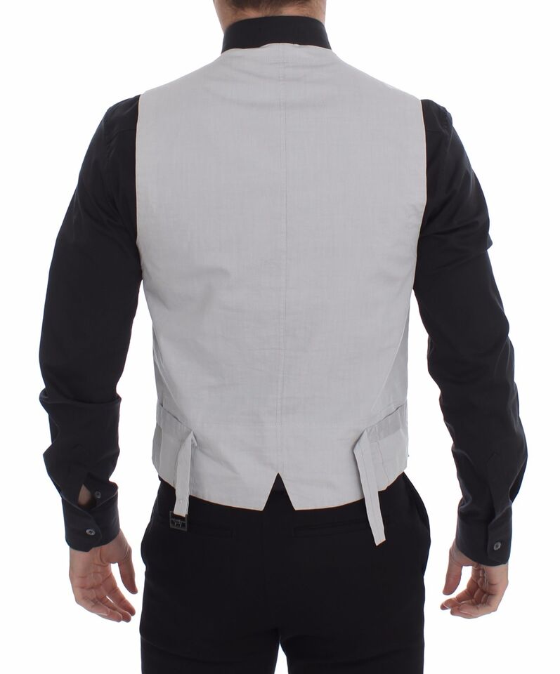 Dolce & Gabbana Beige Silk Blend Dress Formal Vest Gilet Dolce & Gabbana