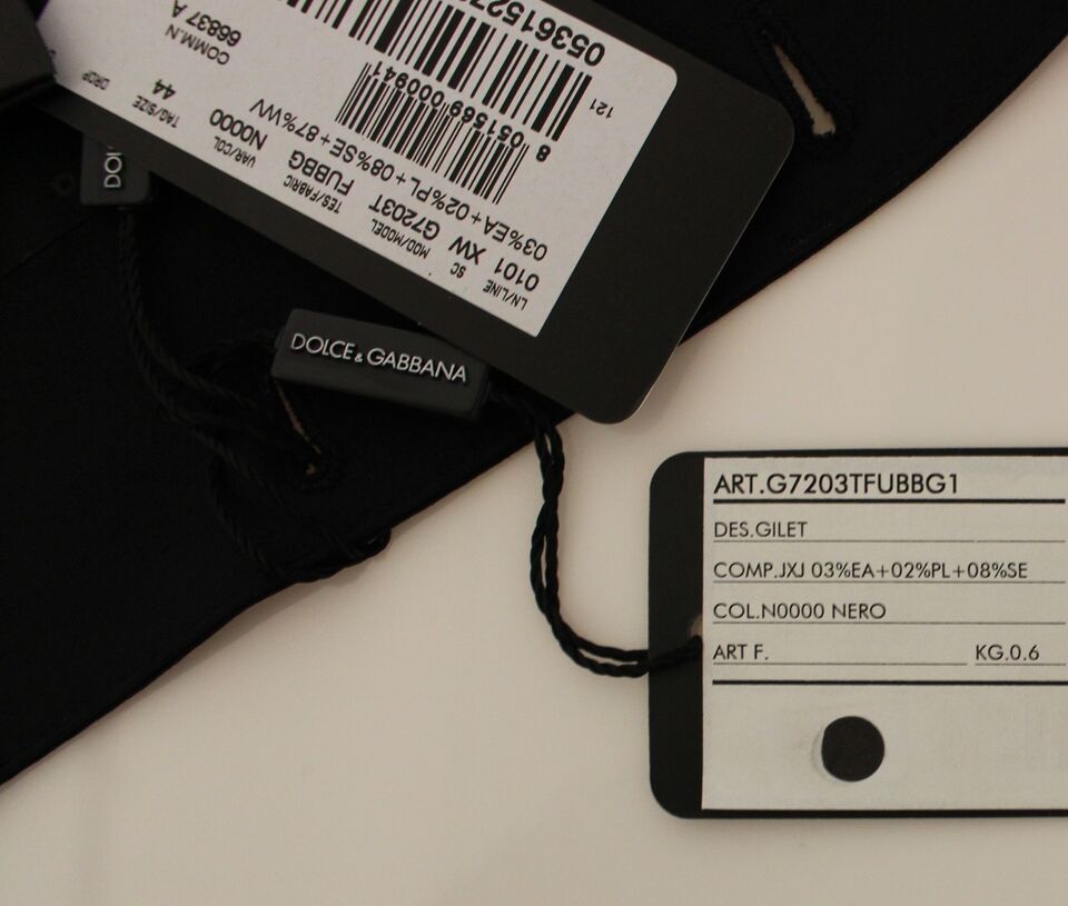 Dolce & Gabbana Black Wool Silk Stretch Dress Vest Blazer Dolce & Gabbana