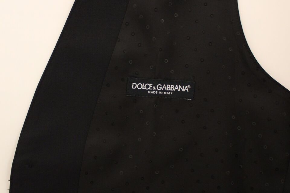 Dolce & Gabbana Black Wool Silk Stretch Dress Vest Blazer Dolce & Gabbana
