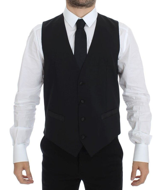 Dolce & Gabbana Black Wool Silk Stretch Dress Vest Blazer Dolce & Gabbana