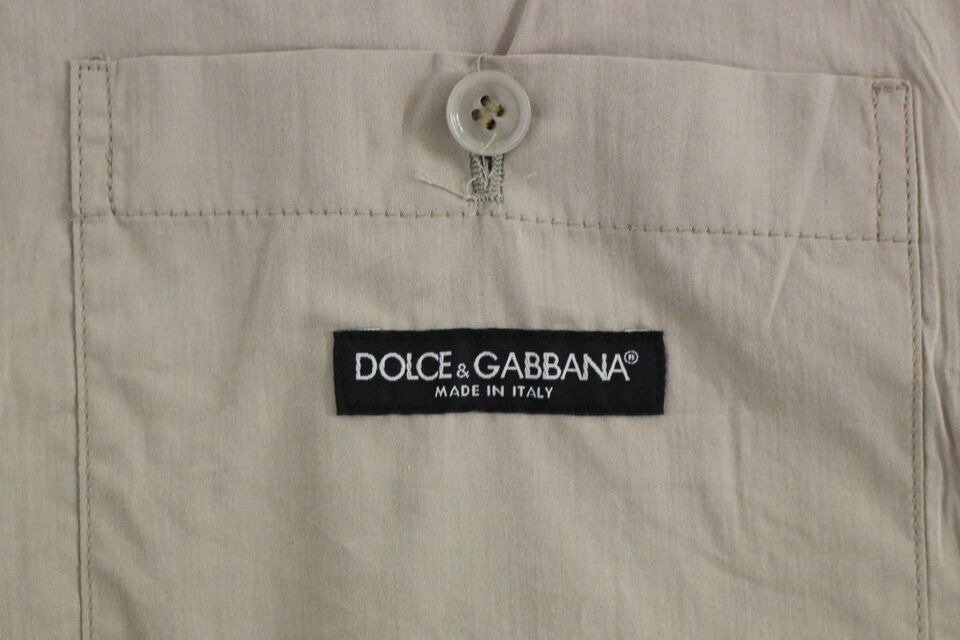 Dolce & Gabbana Beige Cotton Slim Fit Button Front Dress Vest Dolce & Gabbana