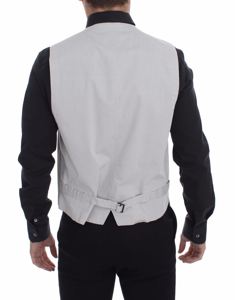 Dolce & Gabbana Beige Cotton Silk Blend Dress Vest Blazer Dolce & Gabbana