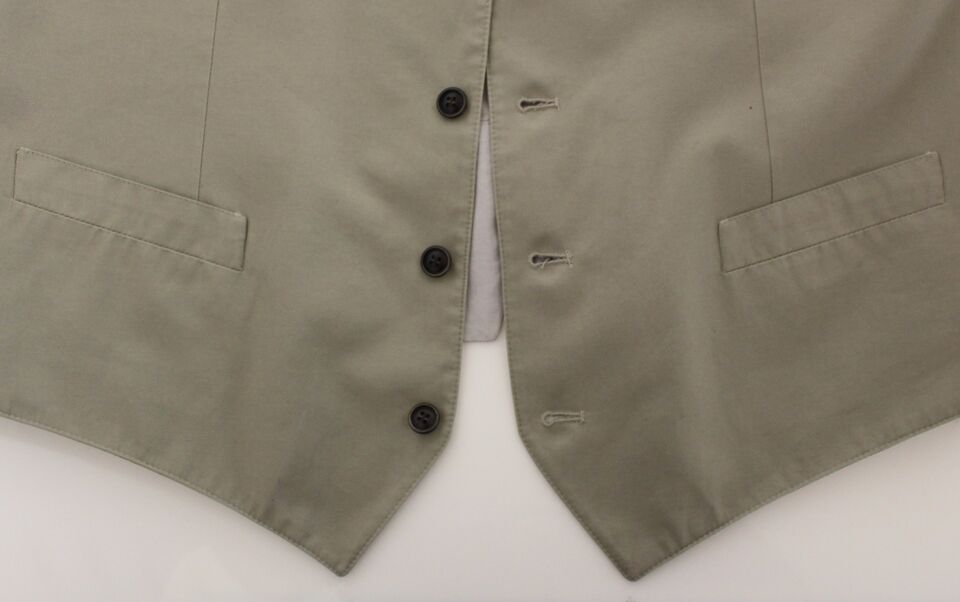 Dolce & Gabbana Beige Cotton Silk Blend Dress Vest Blazer Dolce & Gabbana
