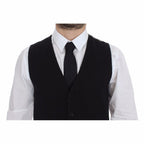 Dolce & Gabbana Black Cotton Dress Vest Blazer Jacket