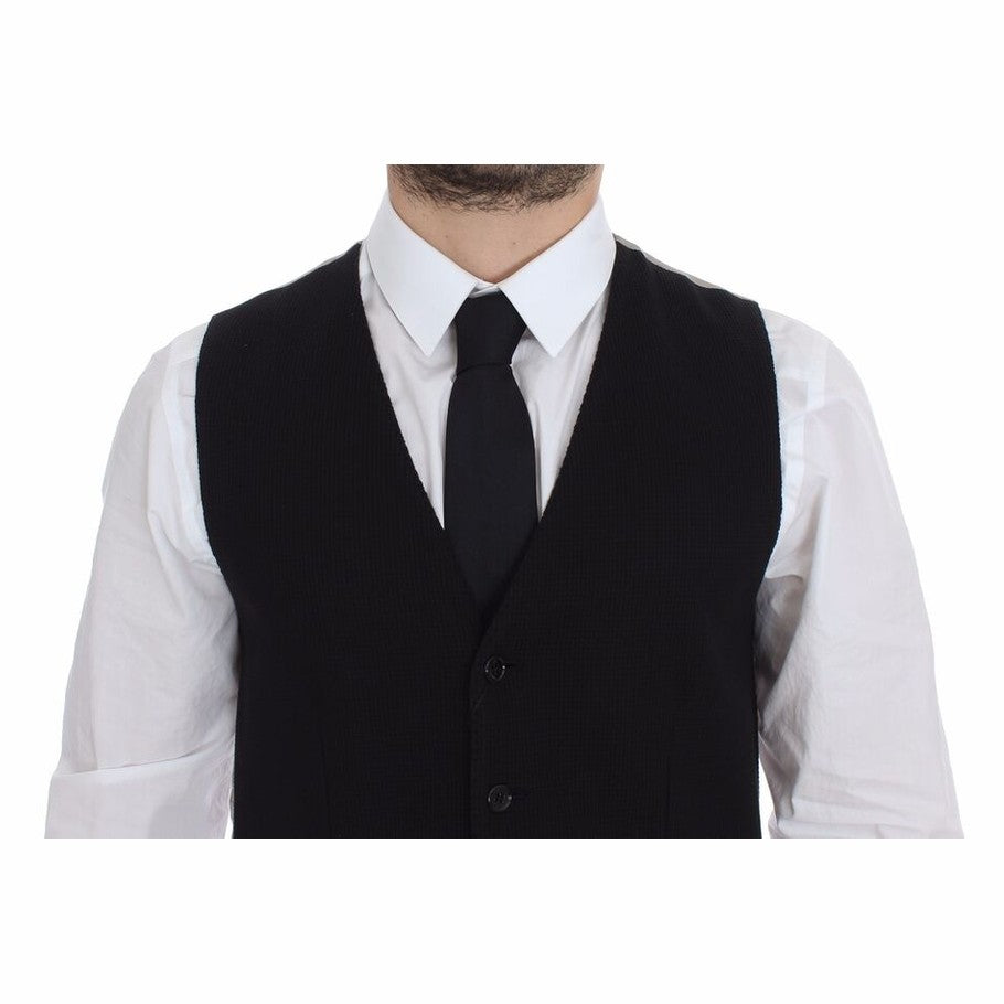 Dolce & Gabbana Black Cotton Dress Vest Blazer Jacket