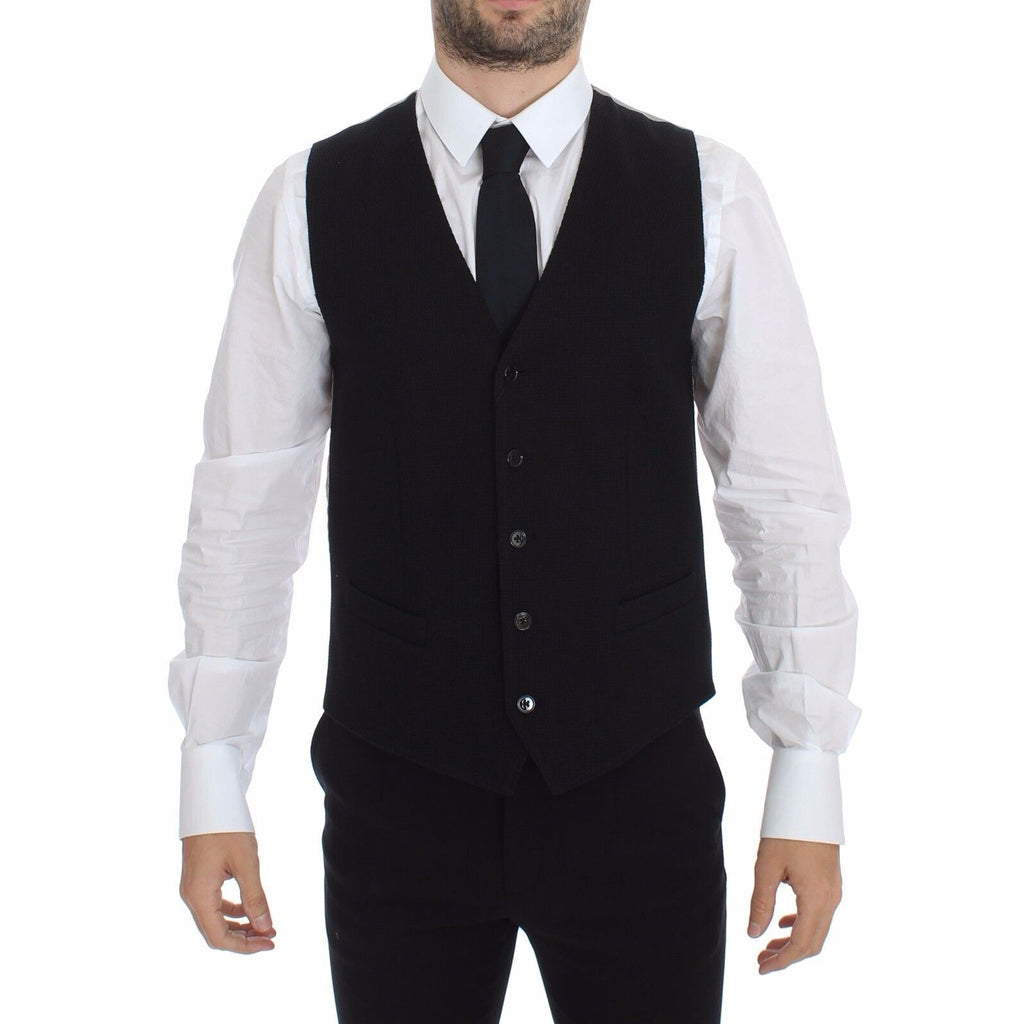 Dolce & Gabbana Black Cotton Dress Vest Blazer Jacket