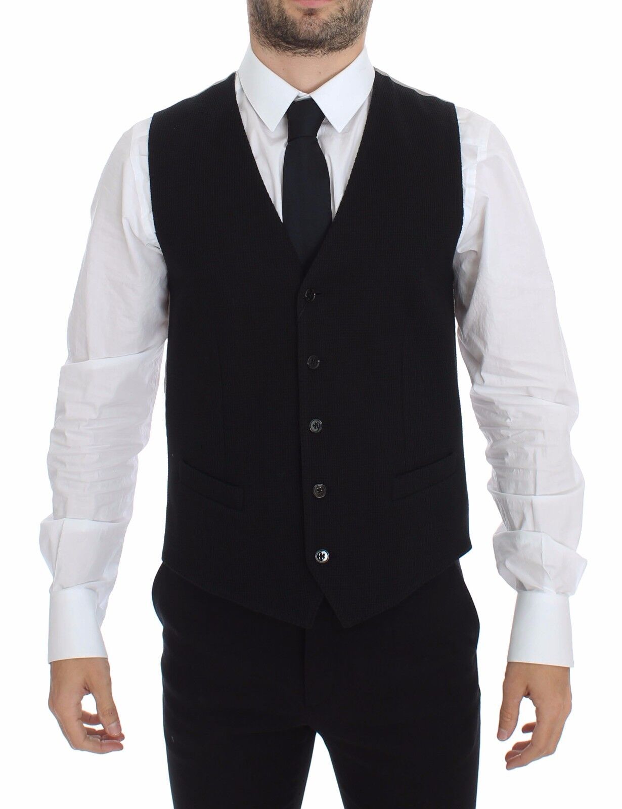 Dolce & Gabbana Black Cotton Dress Vest Blazer Jacket Dolce & Gabbana
