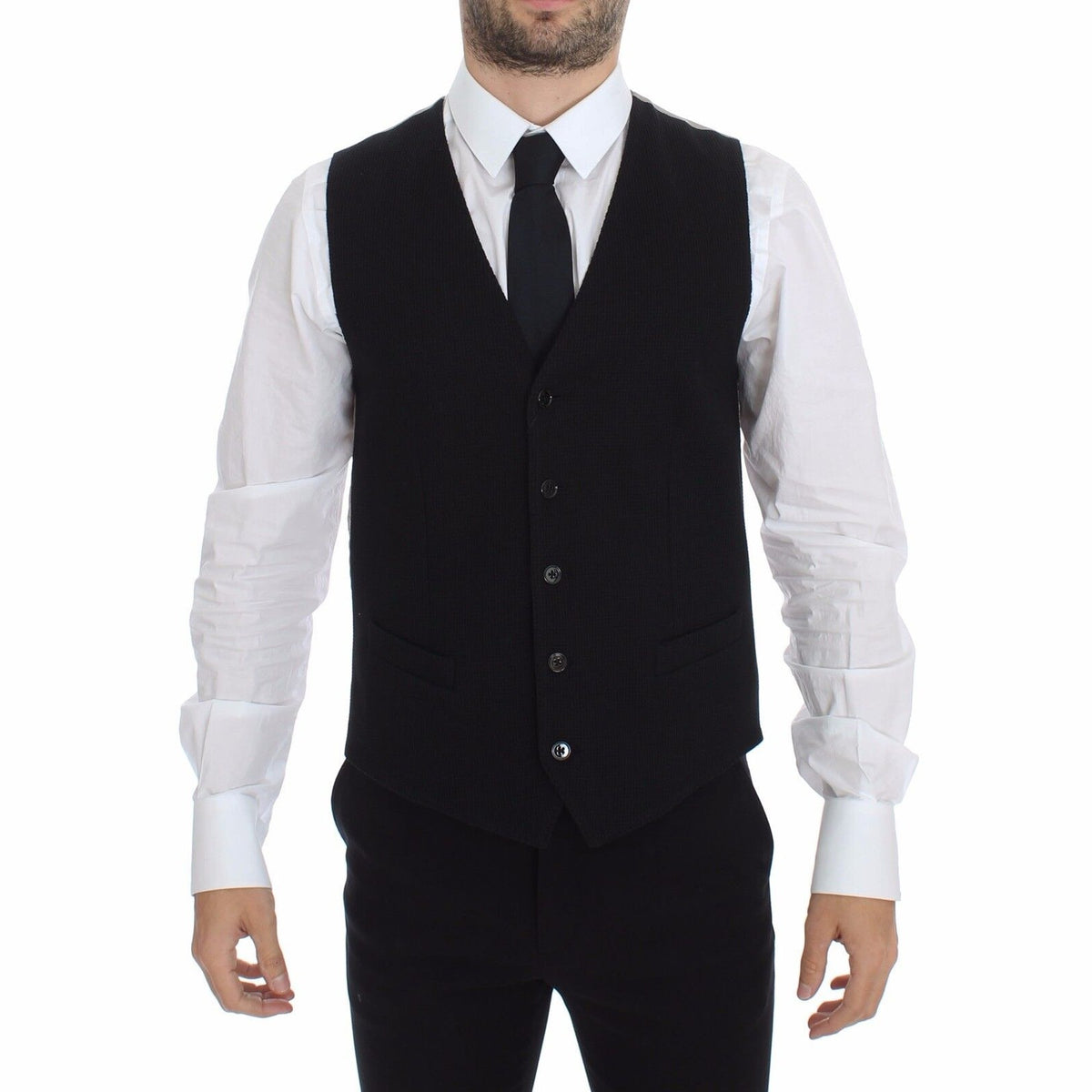 Dolce & Gabbana Black Cotton Dress Vest Blazer Jacket