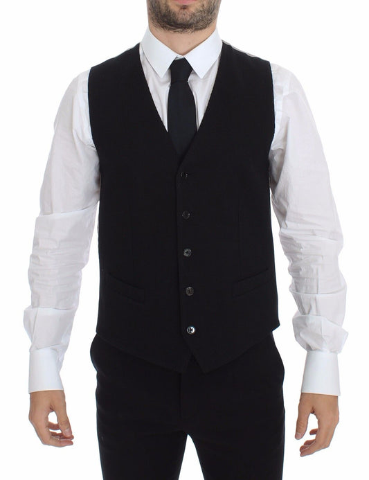 Dolce & Gabbana Black Cotton Dress Vest Blazer Jacket Dolce & Gabbana